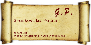 Greskovits Petra névjegykártya